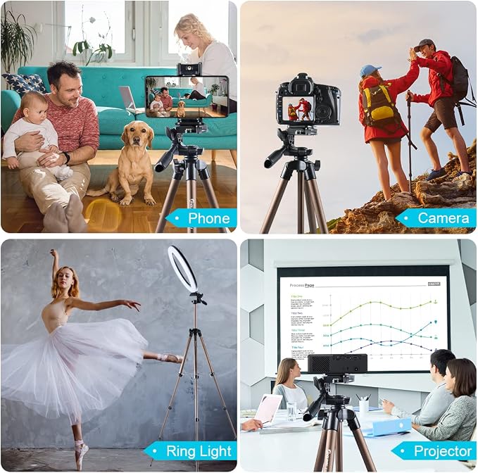 Endurax 60'' Tripod for Camera Canon Nikon DSLR, Camera Phone Tripod - Image 7