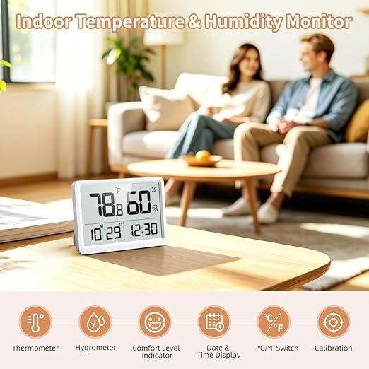 DOOMAY Digital Room Thermometer and Humidity Monitor - Image 2
