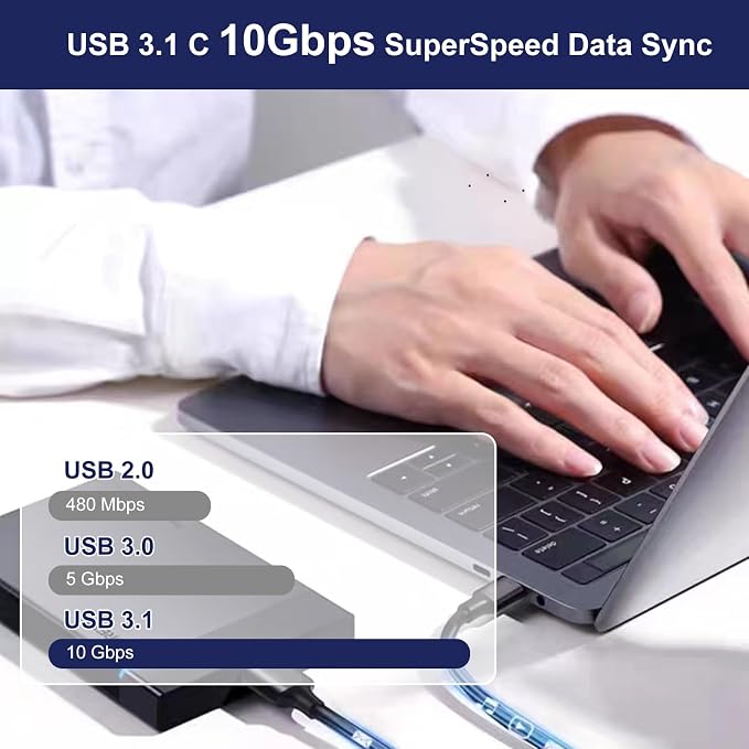 USB C to Micro USB 3.0 Fast Charging Cable 10Gbps High-Speed Sync Data Transfer - Image 4