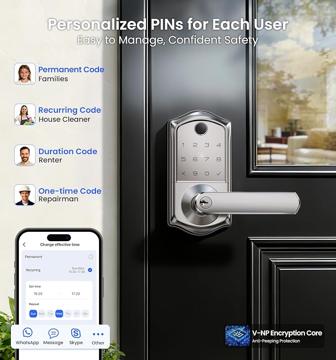 Veise VE019 Fingerprint Smart Lever Lock, App Control, Keyless Entry Door Lock - Image 5