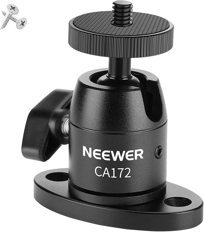 NEEWER Webcam Wall Ceiling Mount Bracket, Aluminum Alloy Mini Ball Head & 1/4" by Neewer