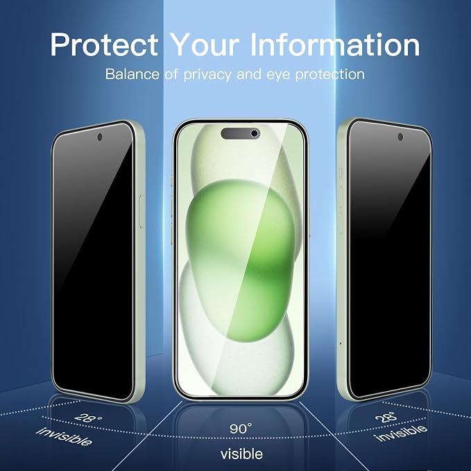 NEW'C 3x Privacy for iPhone 15 Plus Screen Protector+ 3x Camera Lens Protector - Image 4