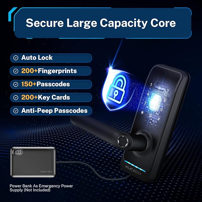 Smart Door Lock with Handle: Kucacci Keyless Entry Digital Door Lock - Image 6