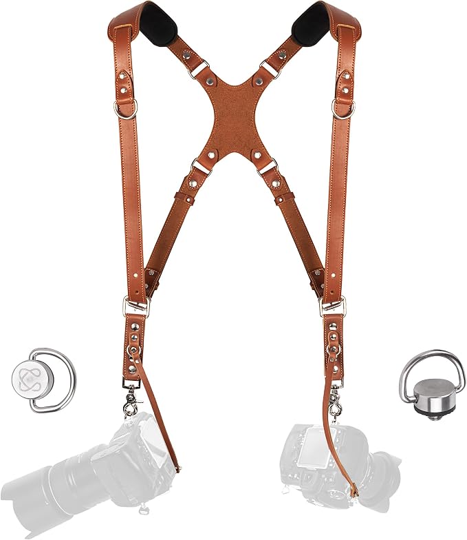 C Coiro Dual Camera Harness Shoulder Leather Camera Strap by CCoiro