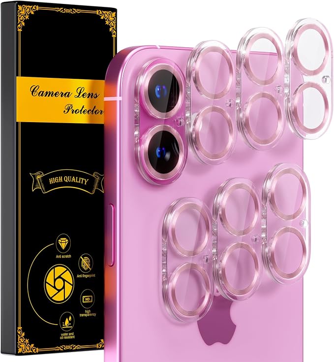 for 6 Pack iPhone 17 / iPhone 16 / iPhone 16 Plus Camera Lens Protector 9H by Beuxece