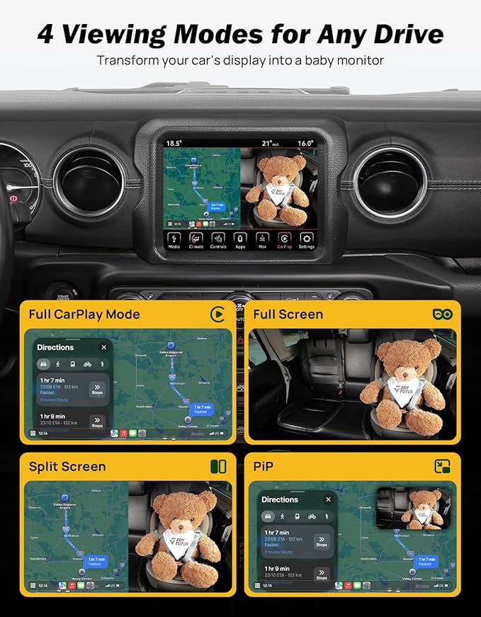 JOYTUTUS Baby Car Camera with Wireless CarPlay Adapter, 1080P HD Rear Seat - Image 3