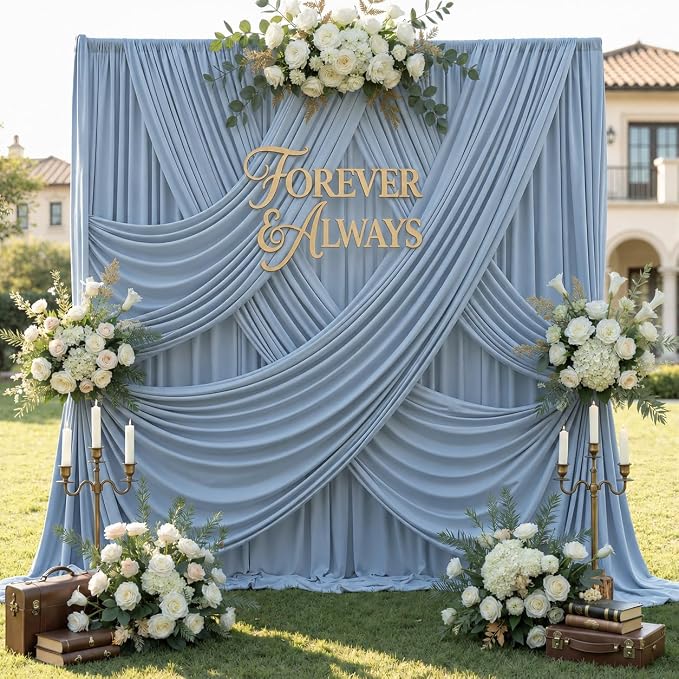 50ft x 12ft Dusty Blue Backdrop Curtains by CO-AVE