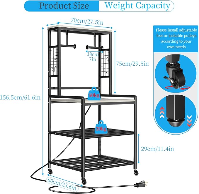 kepptory 3D Printer Stand with Power Outlet, Rolling Storage Cart w/Filament - Image 2