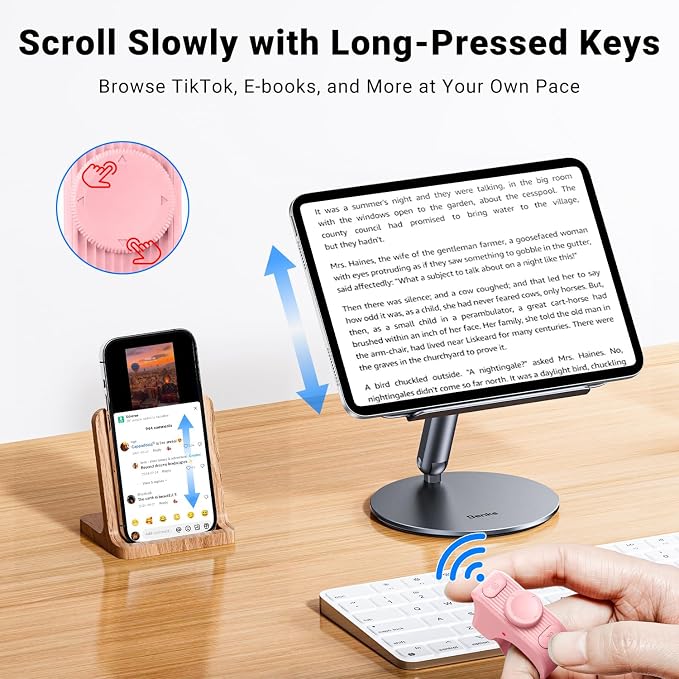 Remote Scrolling Ring for Tiktok, Page Turner for Kindle App, Tablet-Light Pink - Image 3