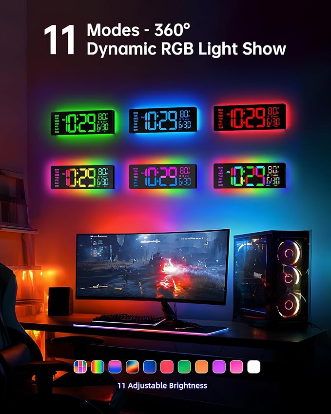EASYERA 12" Digital Wall Clock for Classroom Livingroom Game Home Decor - Image 2