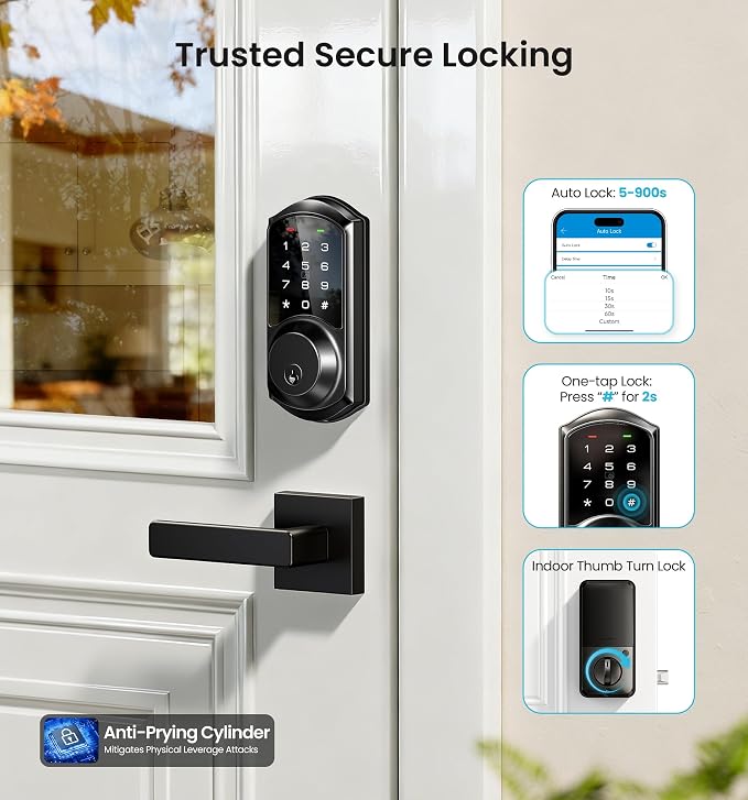 Veise VE06-L Smart Locks with 2 Lever Handle Set, App Control, Keyless Entry - Image 3