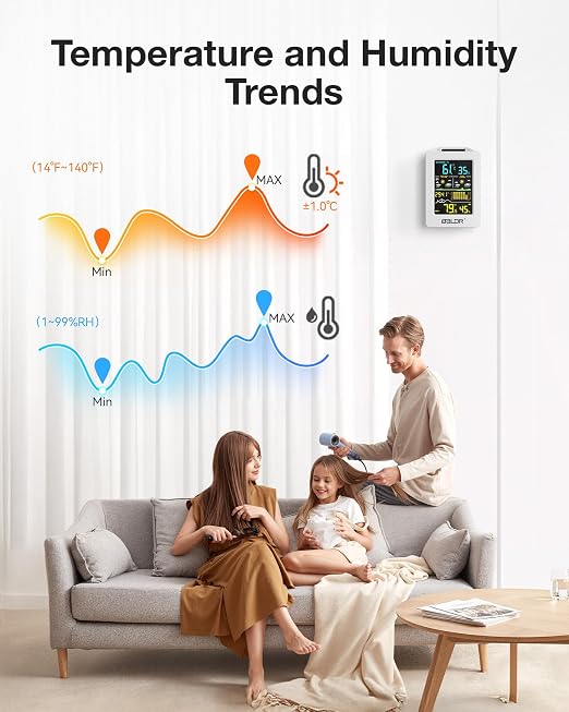 BALDR Weather Station with 1H & 12H Dual Forecast, Rechargeable USB Powered - Image 5