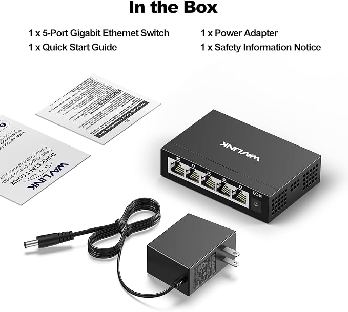WAVLINK 5-Port Gigabit Ethernet Unmanaged Switch, Home Network Hub, Office - Image 7