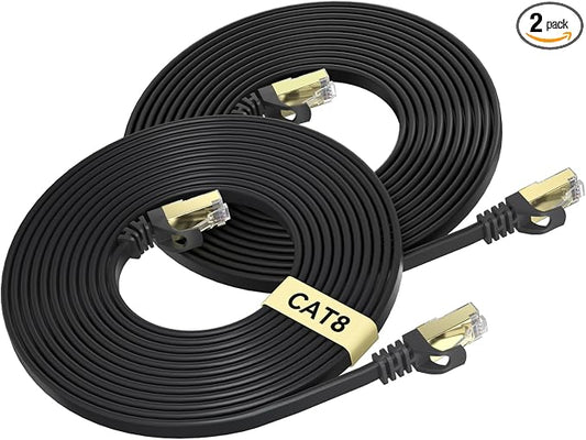 BUSOHE Cat 8 Ethernet Cable 15 FT 2-Pack, 40Gbps 2000MHz Cat8 High Speed Flat by BUSOHE