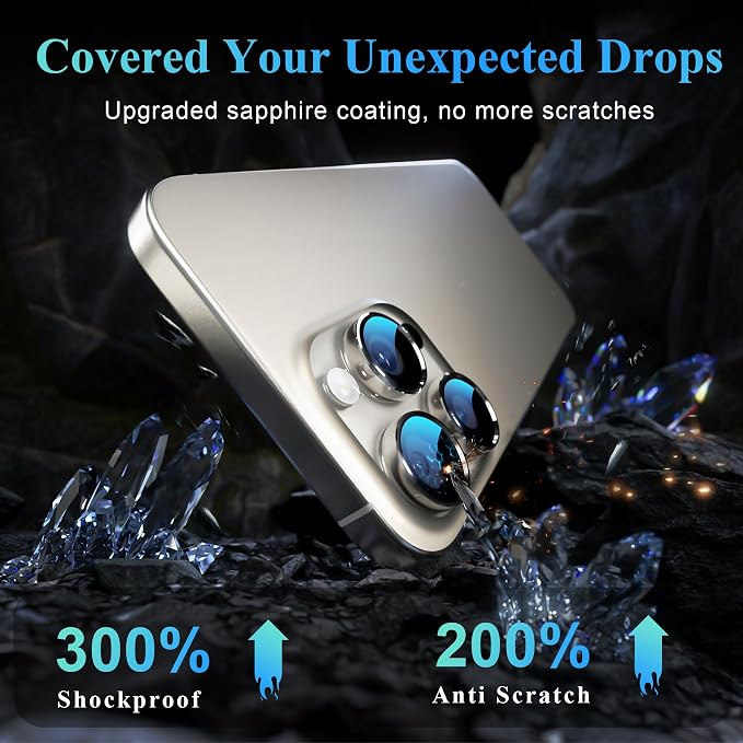YWXTW Camera Lens Protector for iPhone 16 Pro/iPhone 16 Pro Max, Tempered Glass - Image 3