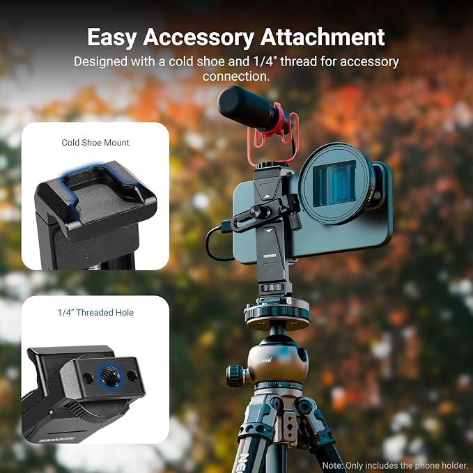 NEEWER Phone Holder with 17mm Phone Adapter & 17–37/58mm Filter Ring, Universal - Image 7