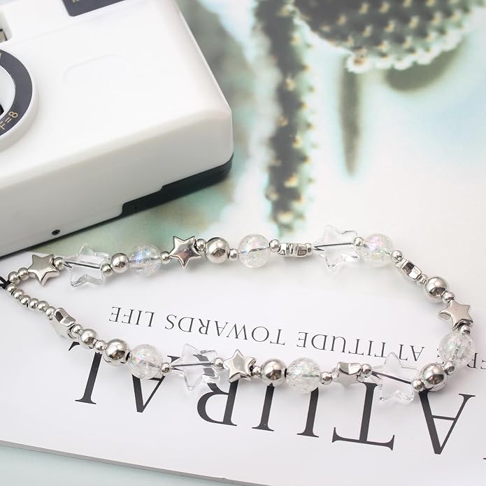 CMVFYL Beaded Camera Wrist Strap, Cute Phone Charms Strap, Pearl Bracelet Wrist - Image 6