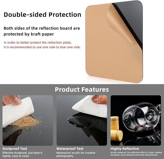PULUZ 8"x8"/ 20x20cm Acrylic Reflective Display Background Board - Image 3