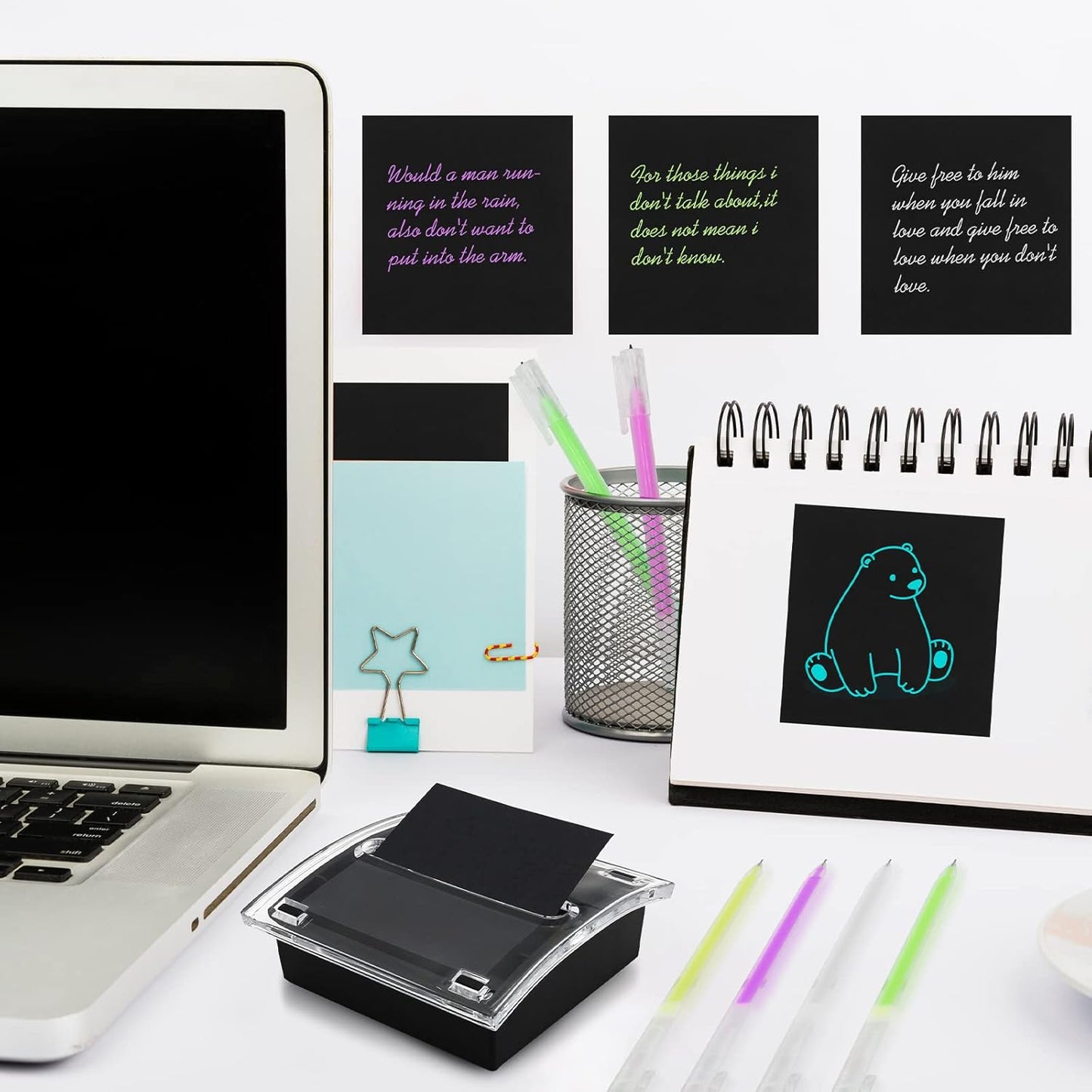 Pop Up Sticky Note Dispenser Sticky Note Holder Pop Up Note Dispenser Transparent Top for 3 x 3 Inch Sticky Notes School Office Home Store Black Base Clear Top (12)