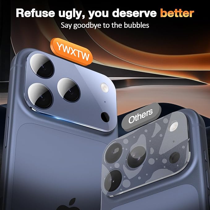 YWXTW [0 Bubbles for iPhone 17 Pro Camera Lens Protector, Full Coverage - Image 2