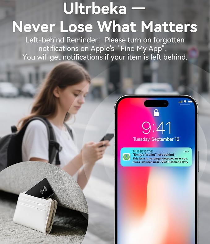Ultrbeka Rechargeable Ultra-Thin Wallet Tracker Card 0.094in IP68 Waterproof - Image 6