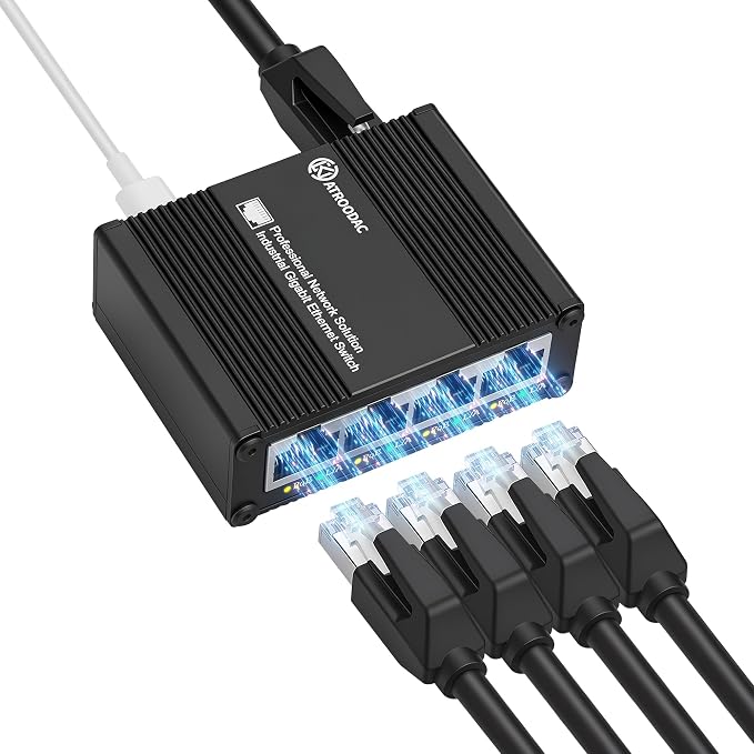 5 Ports Gigabit PoE Passthrough Mini Ethernet Switch 1 PoE++ Uplink in @90W 4 by ATROODAC