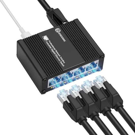 5 Ports Gigabit PoE Passthrough Mini Ethernet Switch 1 PoE++ Uplink in @90W 4 by ATROODAC