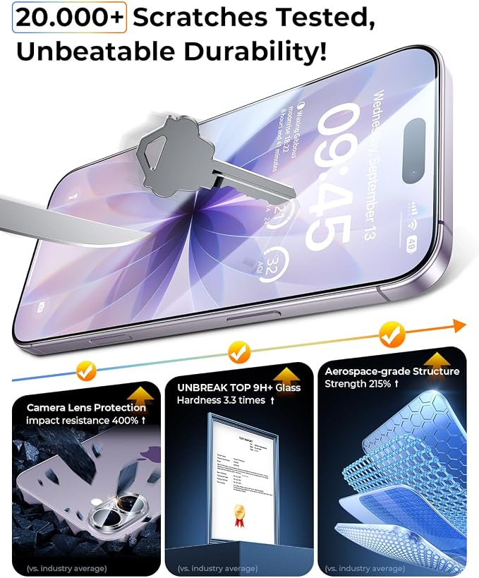 MRGLAS TOP 9H+ Glass 2+2 Packs for iPhone 17 Privacy Screen Protector - Image 6