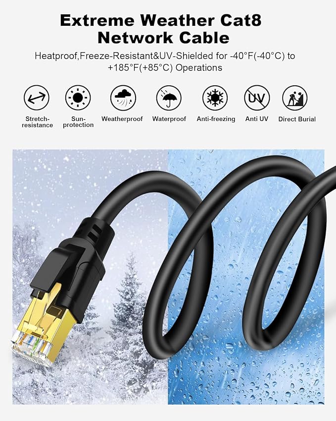 Yauhody CAT 8 Ethernet Cable, 1.5ft Ultra High Speed 40Gbps 2000MHz SFTP CAT8 - Image 5