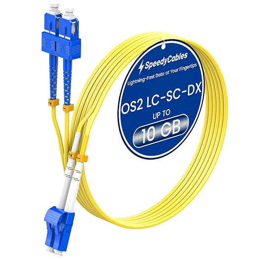SpeedyCables- 2M/7ft OS2 LC to SC Fiber Patch Cable, 1G/10G 9/125um Single Mode by SpeedyCables
