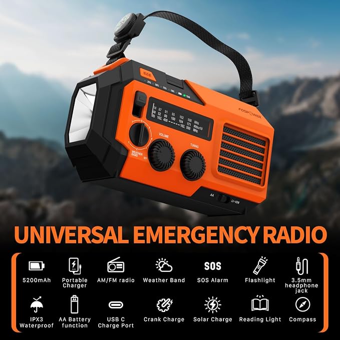 FosPower NOAA Emergency Weather Radio A6 19240mWh Portable Power Bank, - Image 7