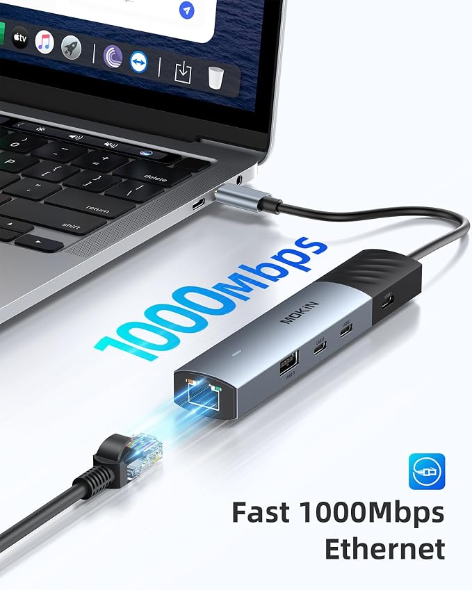 MOKiN 10Gbps USB C Hub Ethernet, 7 in 1 USB C Adapter - Image 6