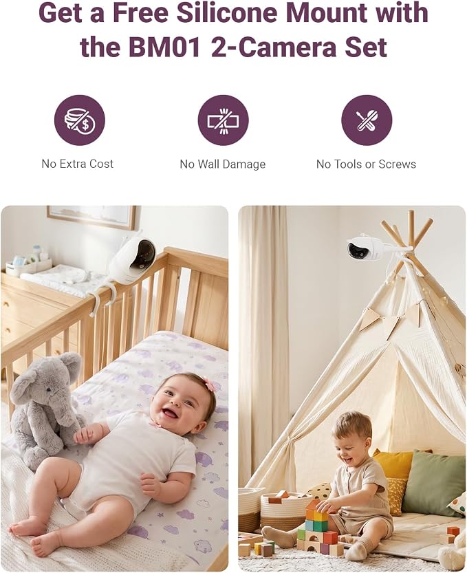 Comfyer BM01 7" HD Split-Screen Baby Monitor, Video Baby Monitor - Image 7