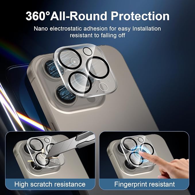 NEW'C 3x for iPhone 16 Pro Max Screen Protector+ 3x Camera Lens Protector - Image 4