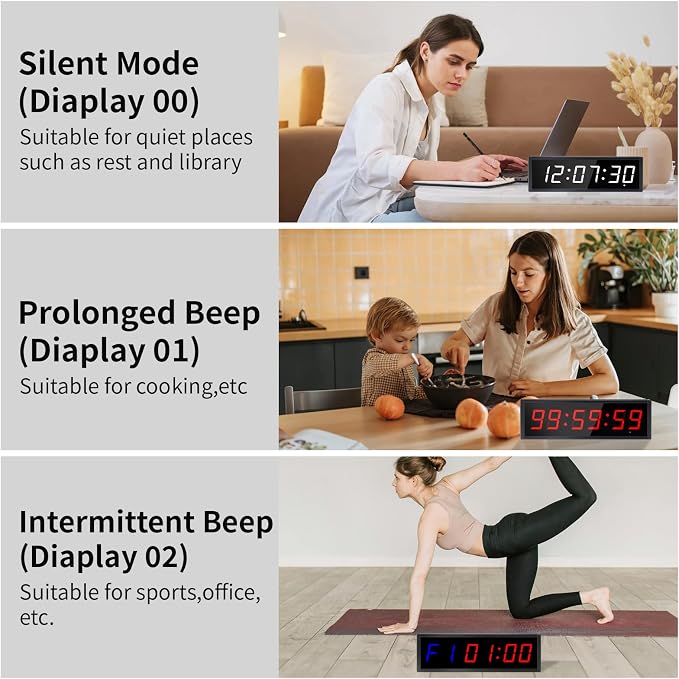 Large Digital Wall Clock with Remote Control, LED Stopwatch Timer, Count Up - Image 6