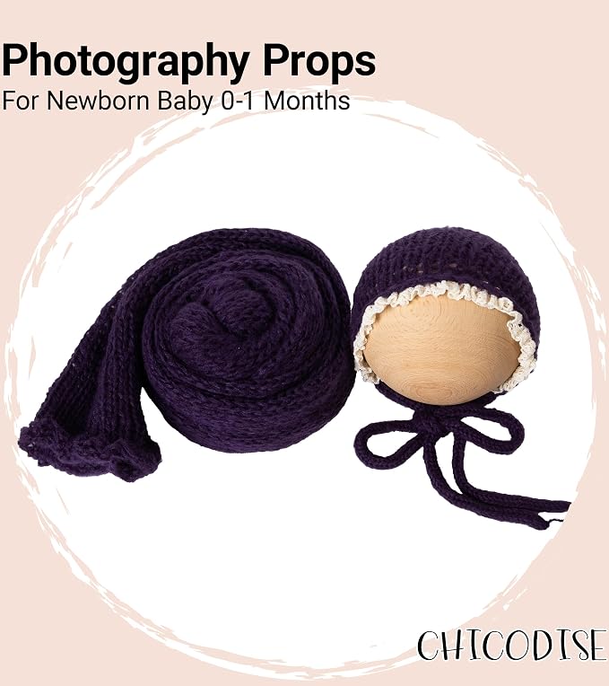 Newborn Photography Props Wraps & Ruffle Edge Bonnet - Image 4