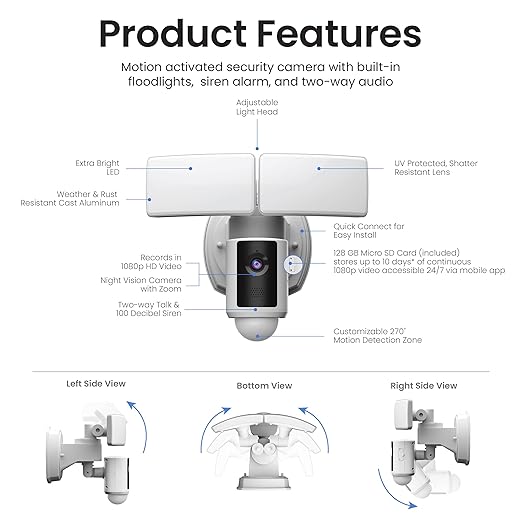 Feit Electric Smart WiFi Floodlight Security Camera, 5000 Lumens, 1080p HD - Image 7