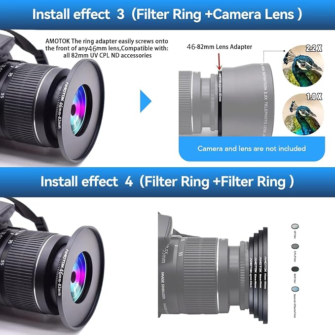 46mm Lens to 82mm Camera Lens Adapter, 46mm to 82mm Filter Step-Up Adapter Ring - Image 6
