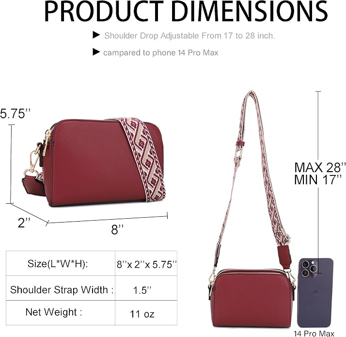 EVVE Crossbody Bags for Women Trendy Triple Zip Small Crossbody Camera Bag Purse - Image 3