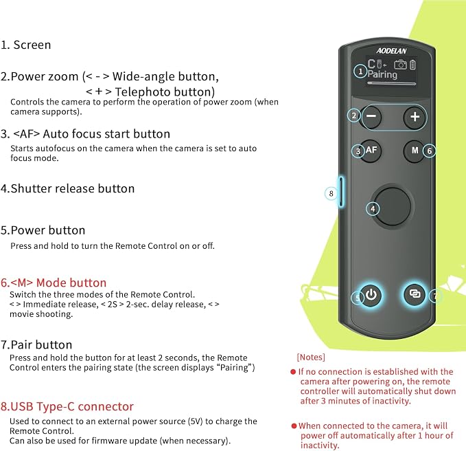 Remote Control for Canon Camera, Rechargeable Wireless Shutter Release - Image 8