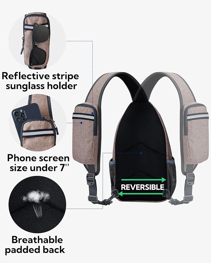 WATERFLY Crossbody Sling Backpack Sling Bag Travel Hiking Chest Bags Daypack - Image 5