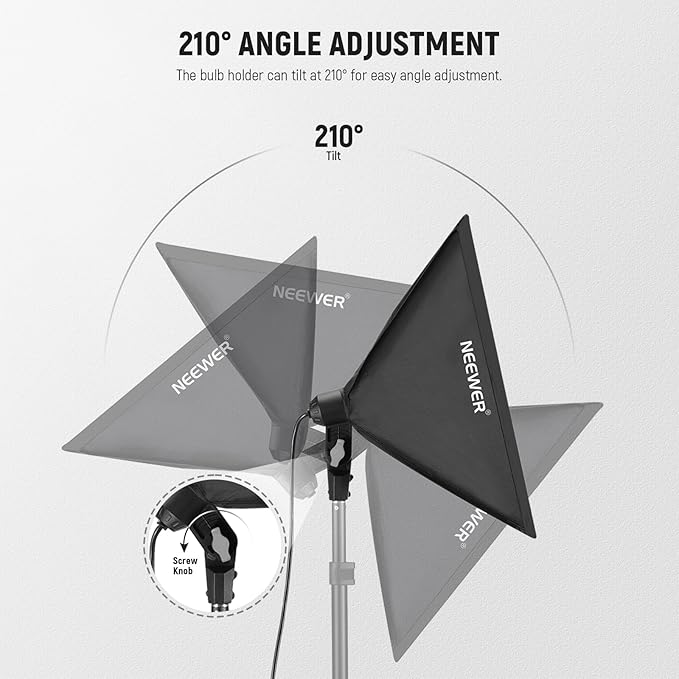 NEEWER 350W Equivalent Softbox Lighting Kit, 5700K LED Light Bulb, 24x24 inches - Image 6
