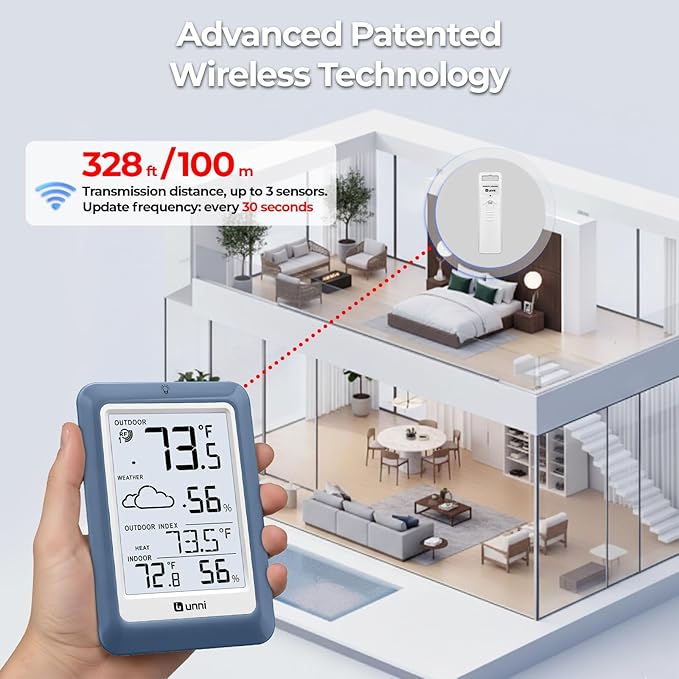 Indoor Outdoor Thermometer Hygrometer Wireless Weather Station, Temperature - Image 3