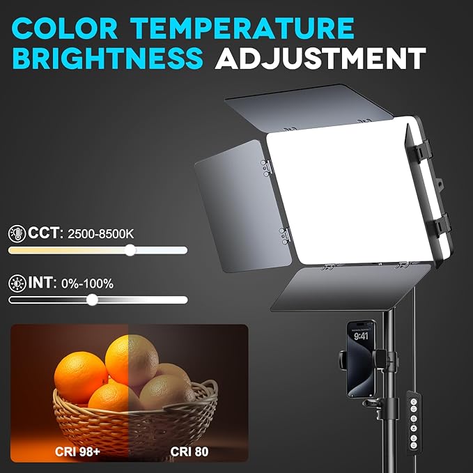 2 Pack LED Video Light Kit 79'' Tripod Light Stand, 30W 3000Lux Photography - Image 4