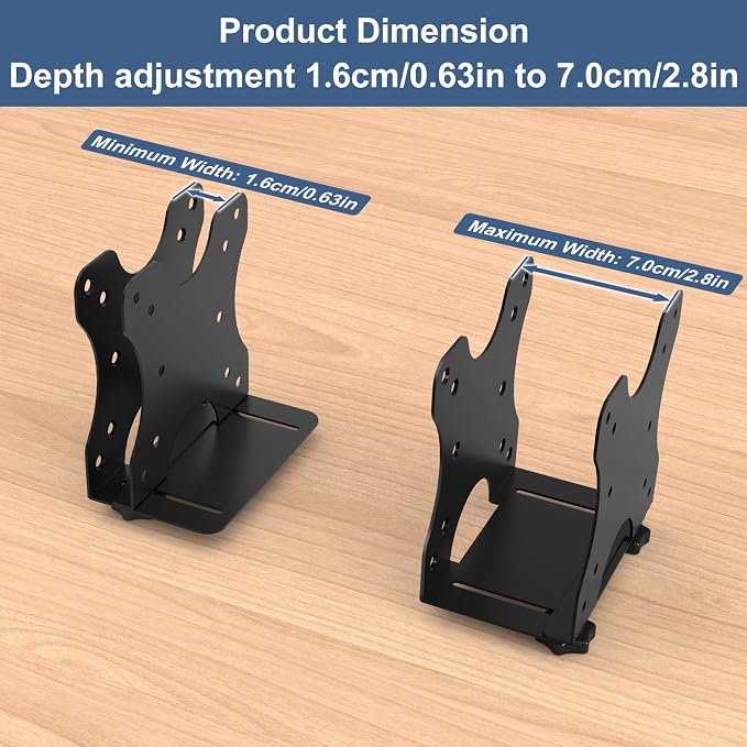 Adjustable Thin Client Mini PC Mount Bracket, Mini PC Vesa Mount, Under Desk - Image 3