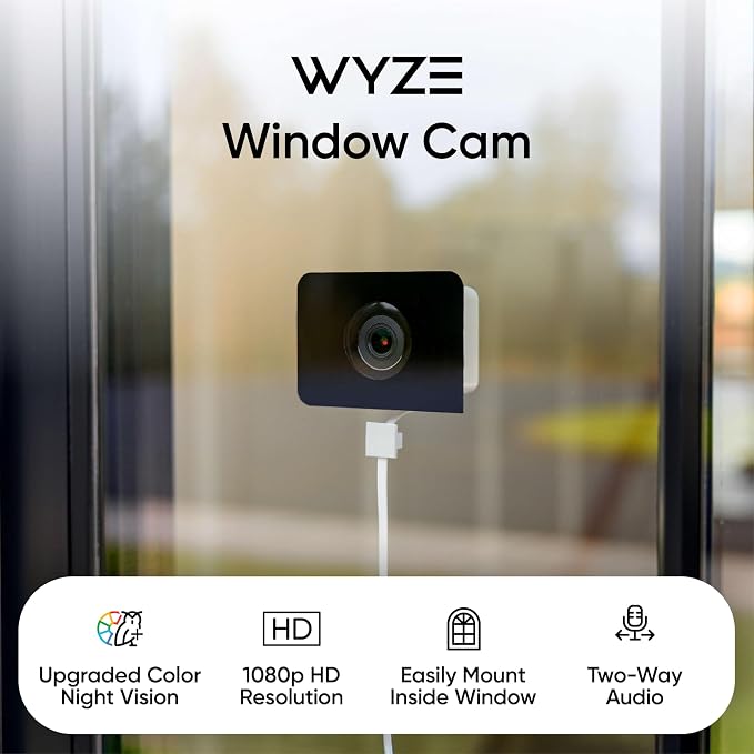 WYZE Window Camera 2 Pack, WiFi Indoor HD Home Security Camera, Upgraded Color - Image 2