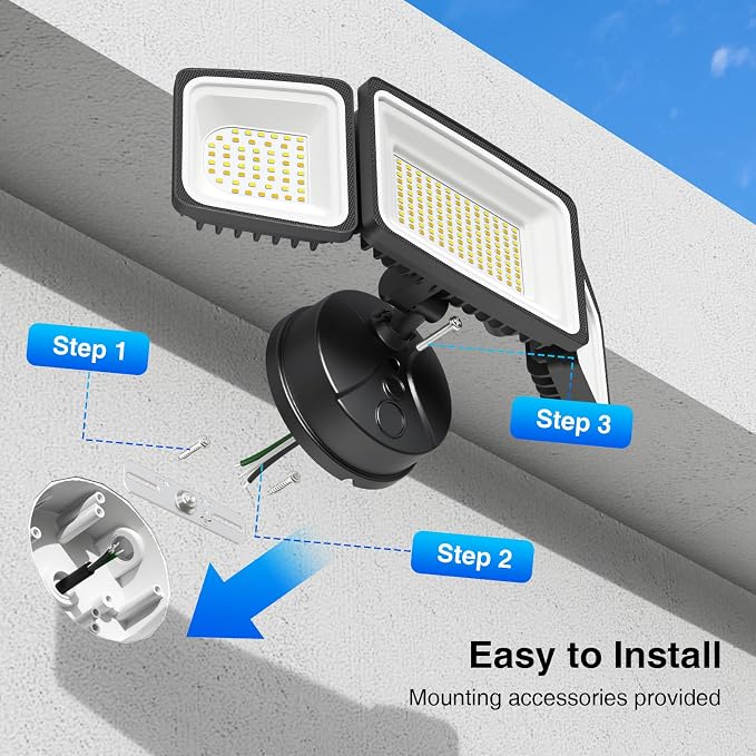 Onforu 100W Smart Flood Lights Outdoor, 3 Adjustable Heads, 9000LM Dimmable - Image 8