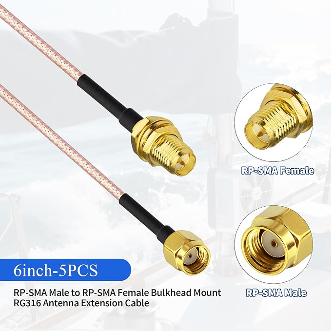 Yuslao WiFi Antenna Extension Cable 6inch 15cm RP-SMA Male to RP-SMA Female - Image 7
