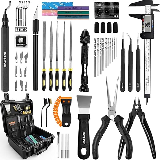 76pcs 3D Printer Tools Kit for Model Finishing/Deburring/Drilling/Polishing by INTARSIO3D