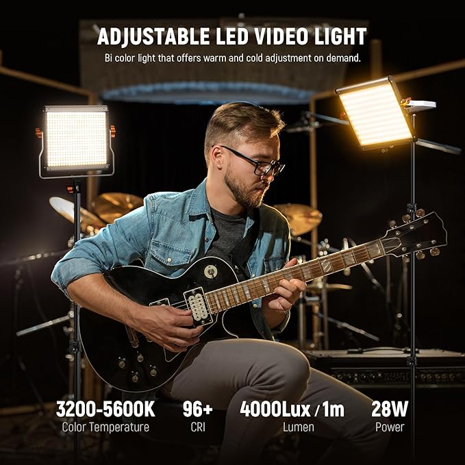 Neewer 2 Packs Dimmable Bi Color 480 LED Video Light Kit, 3200~5600K CRI 96+ - Image 2